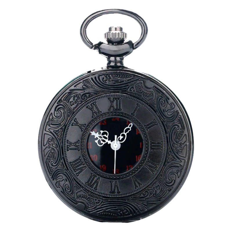 Black Roman Steampunk Quartz Demi Pocket Watch