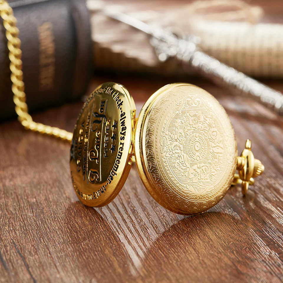 To My Grandpa Gold Pocket Watch