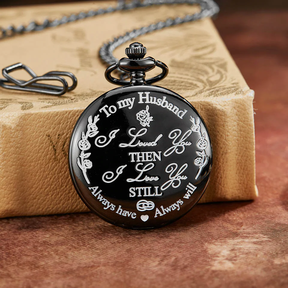 To My Husband Black Pocket Watch