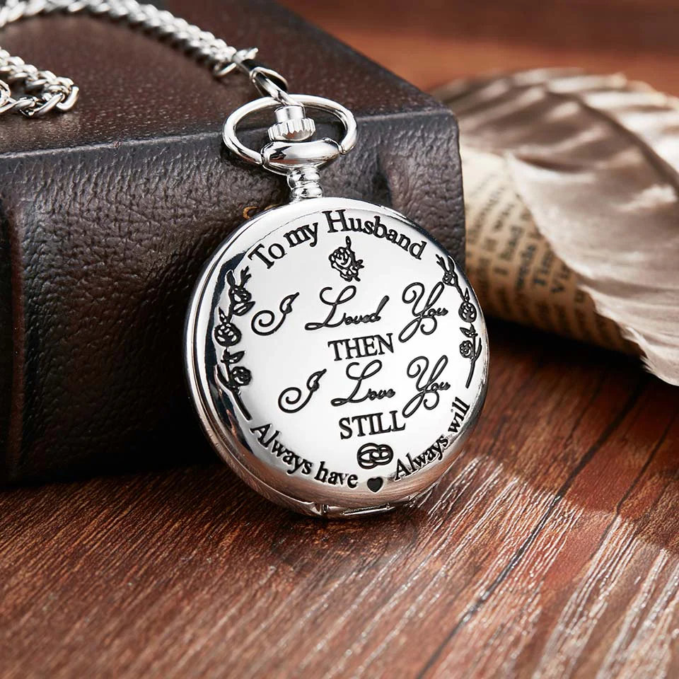 To My Husband Silver Pocket Watch