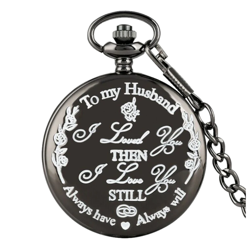 To My Husband Black Pocket Watch