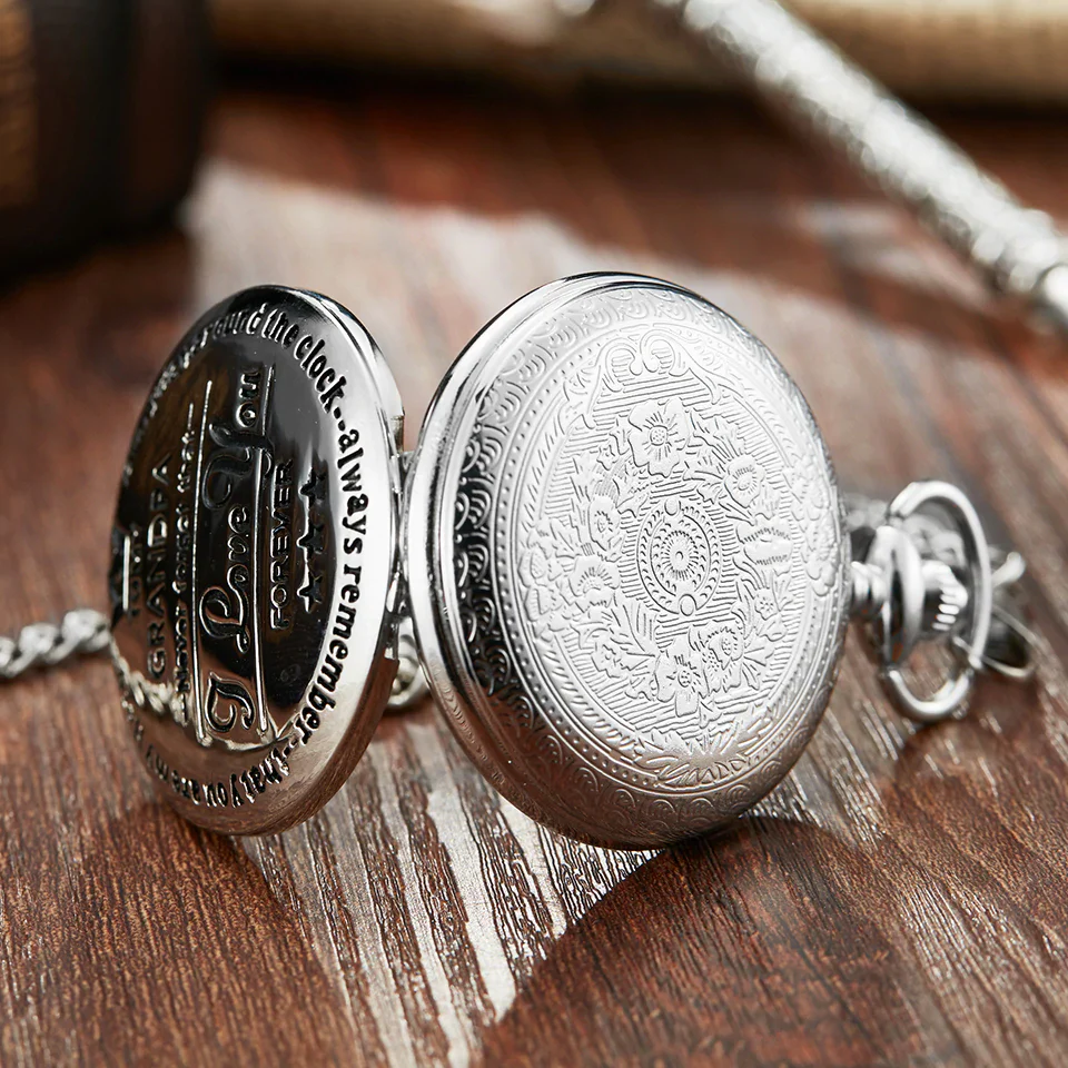 To My Grandpa Silver Pocket Watch