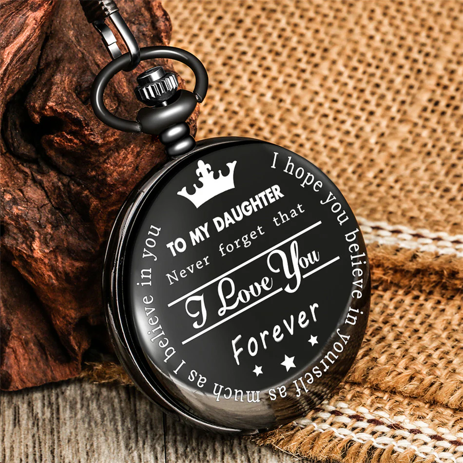To My Daughter Black Pocket Watch