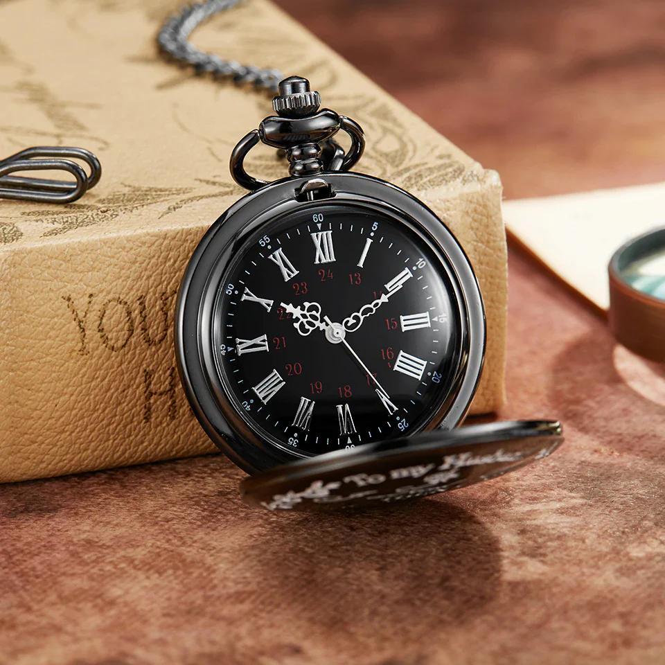 To My Husband Black Pocket Watch
